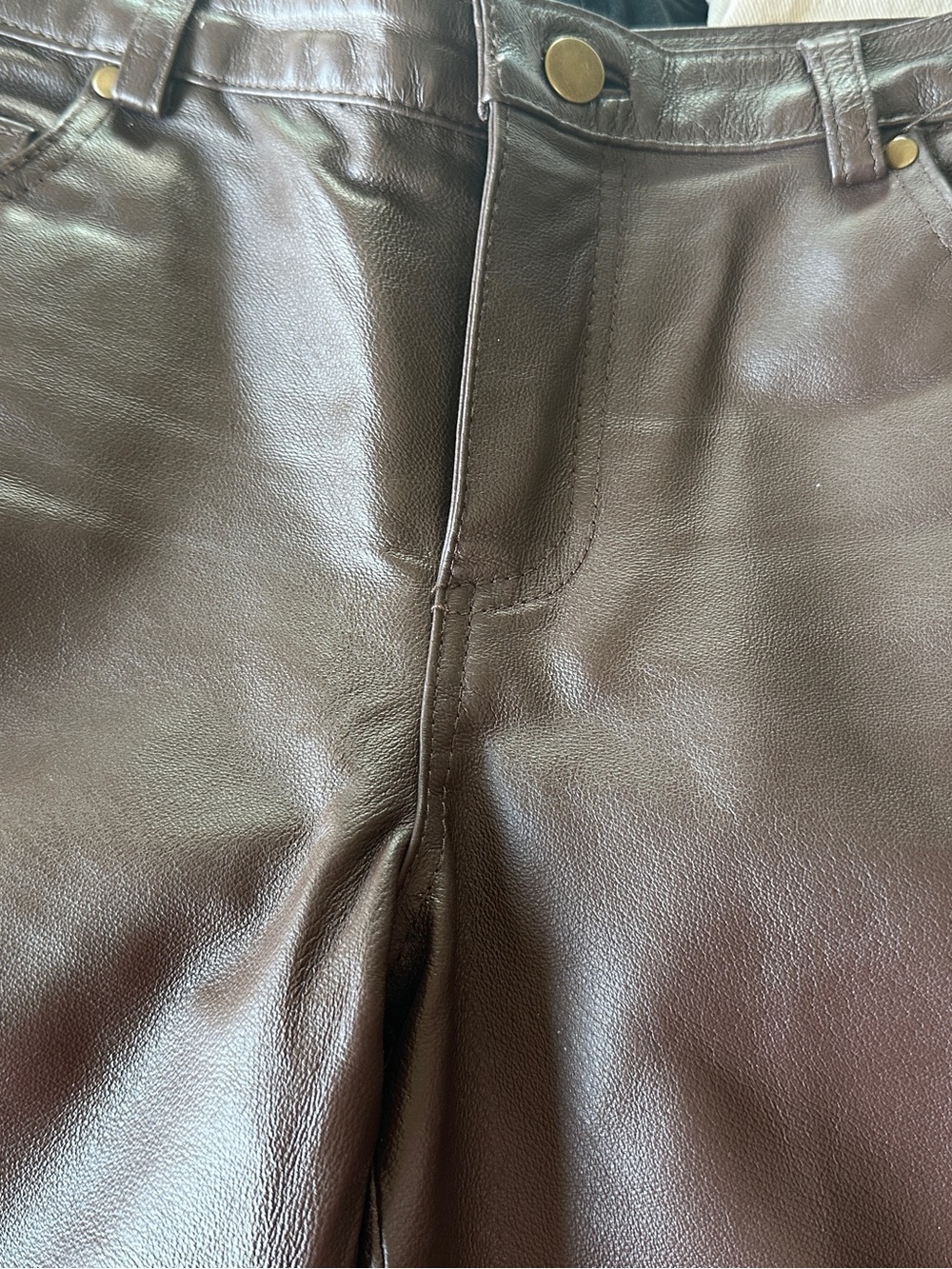 Metro Style 100% Leather Pantsuit Brown Jacket Size 10 Pants Size 8 + Chadwick’s - Picture 7 of 12